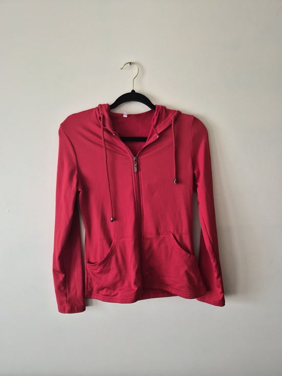 Tops - Women's Red Zip-Up Hoodie And Pants Set